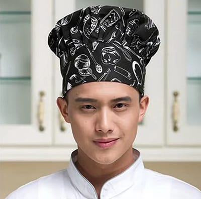 Actie4you® - Luxe Koksmuts voor Volwassenen – Koksmuts – Keuken Muts - Zwart met Symbolen