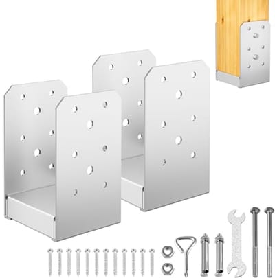 Verstelbare Paalankerbeugel 10 x 10 cm - 2 Stuks Roestvrijstaal voor Paviljoen & Terras
