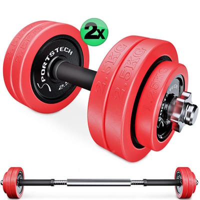 Sportstech AH300_30 | multifunctionele halterset | 2in1 Dumbbell Barbell