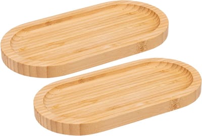 5Five Serveerplankje voor hapjes/fingerfood - 2x - 20 x 10 cm - bamboe hout - borrelplank - tapasplank