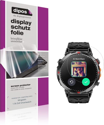 dipos – 6x Beschermfolie geschikt voor Mingdaln 1.56 Zoll Smartwatch | Krasbestendige & heldere Screenprotector Ultra-Thin