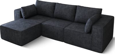 Fukstern Hoekbanken hooge Ergonomische Comfort - Multifunctioneel L-vormige moderne hoekbank - Modulair Ontwerp - Blauw