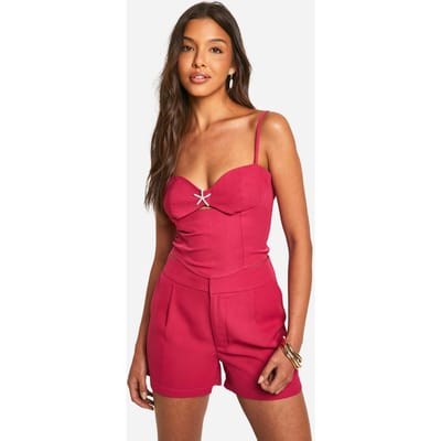 boohoo Dames Diamante Starfish Trim Bralette | Felroze | Maat: 34