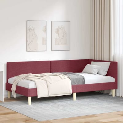 vidaXL - Hoek - Bed - Frame - Wijnrood - 80 - x - 200 - cm - Stof