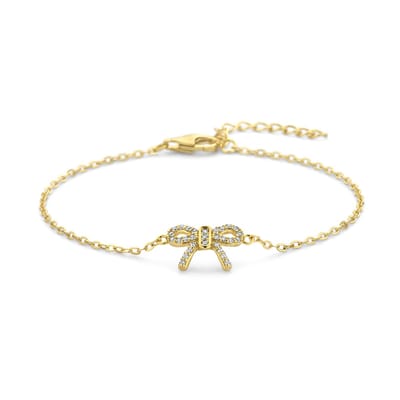 New Bling - 9NB-1547 - zilveren armband met strik - 925 sterling silver - Gold plated - 16+3cm