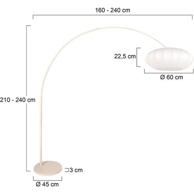 Vloerlamp Steinhauer Luma-Nola 4318CR – Trendy creme kleur, verstelbare hoogte (max. 240 cm), metaal & textiel, draaibaar en kantelbaar, ideale verlichting voor binnen