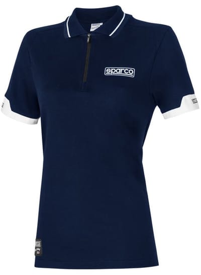 Sparco Zip Dames MY2024 Poloshirt - Wit/Marineblauw/Zwart