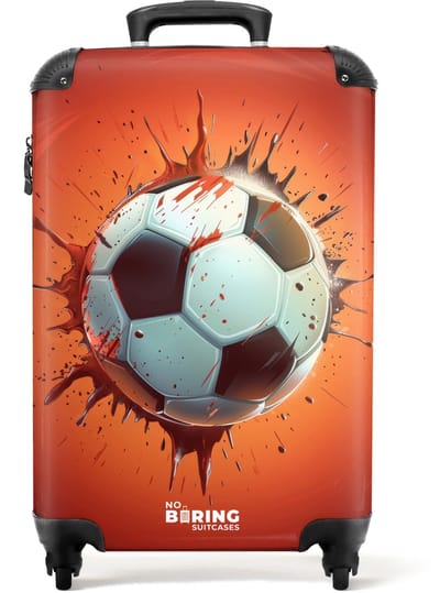 NoBoringSuitcases.com® - Kinderkoffer - Kindertrolley - Voetbal - Explosie - Handbagage koffer lichtgewicht - Reiskoffer trolley - Rolkoffer met wieltjes - Past binnen 55x40x20 en 55x35x25