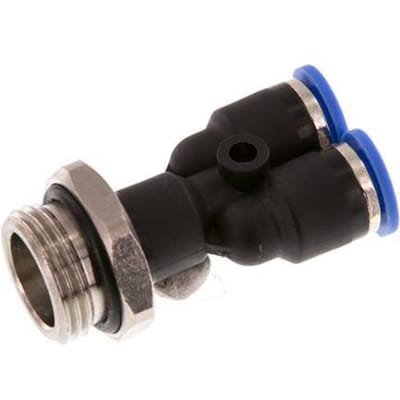 6mm x G3/8'' Y-koppeling Messing/PA 66 Insteekfitting Buitendraad Draaibaar NBR [2 Stuks]