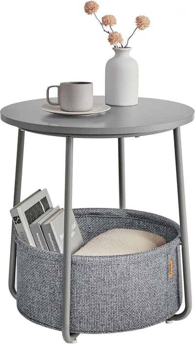 VASAGLE - Bijzettafel - Bijzettafeltjes Woonkamer - Stoffen Mand met Opbergruimte - Voor Woonkamer Slaapkamer
