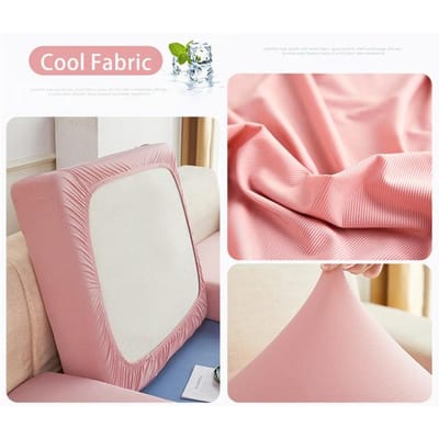 Cool Stof Bankzitkussenhoes Zacht Stretch Wasbaar Afneembaar Stoelkussenhoezen Koude Effen Kleur Bankbeschermer 1 /2 /3 /4 Zits Normal size 1