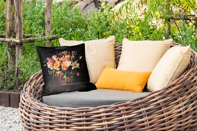 Tuinkussen - Glazen - Bloemen - Boeket - Kleuren - 40x40 cm - Weerbestendig