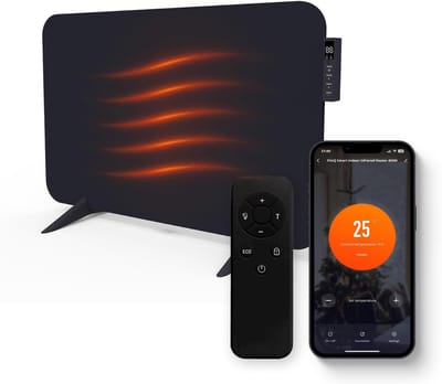 DVDSS® Infrarood paneel - 450 W - Staand & Verplaatsbaar - Met Thermostaat - 3,4 x 72,5 x 45 centimeter - Zwart