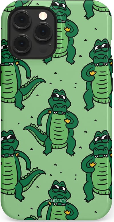 Casetastic hoesje geschikt voor Apple iPhone 12 Pro Max - MagSafe - Dubbellaagse bescherming - Kroko dans - Fashion Case - Mintgroen