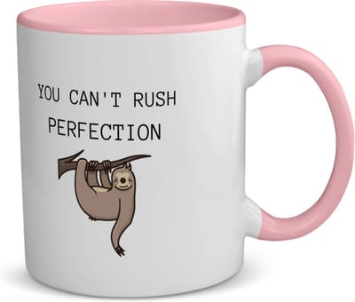 Akyol - you can't rush perfection koffiemok - theemok - roze - Quotes - mensen die houden van quotes - perfectie - quotes - verjaardagscadeau - verjaardag - cadeau - kado - geschenk - gift - 350 ML inhoud