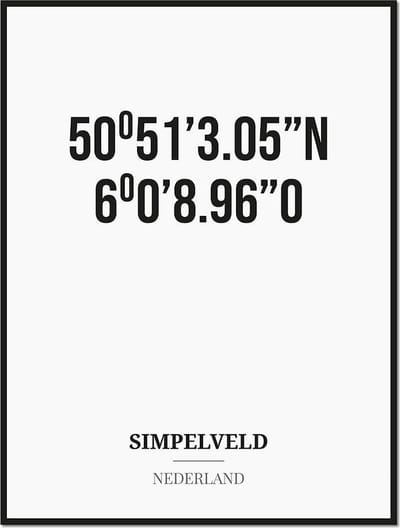 Poster/kaart SIMPELVELD met coördinaten