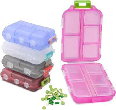 Tabletten Organizer voor 7 Dagen - Draagbare Pillendoos met 10 Compartimenten voor Medicijnen en Supplementen, Ideaal voor Thuis en Reizen