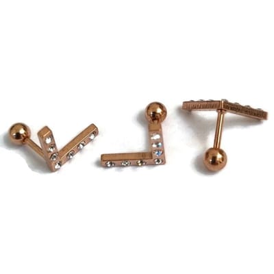 Aramat Jewels | Piercings | Stalen helix piercing V bar - rosegoudkleur | | | |8mm | Staal | Volwassenen | Verkleurd niet
