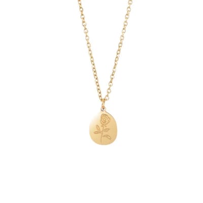 Goudkleurige stainless steel ketting met roos hanger – Juni - Bloemen damesketting - The Jewellery Salon - Minimalistische sieraden