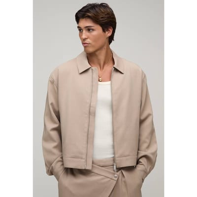 Getailleerd Boxy Harrington Co-ord Jasje Met Rugplooi | Taupe | Size XS