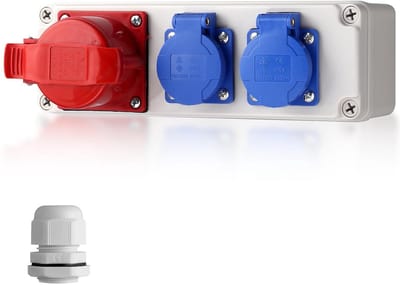 Bouwstroomverdeler Wandverdeler 2x 230V Schuko + 1x CEE 16A IP66 - Waterdichte Stroomverdeelkast