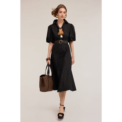 Motivi Poplin Chemisier Dress Black Size: 32 | Maxi Dresses Outlet | Dames | Blauw