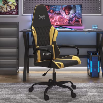 vidaXL - Massage - gamestoel - kunstleer - zwart - en - goudkleurig