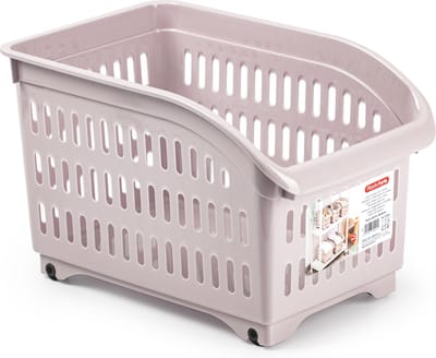 Plasticforte opberg Trolley Container - roze - op wieltjes - L30 x B18 x H19 cm - kunststof - opslag box/bak - 10 liter