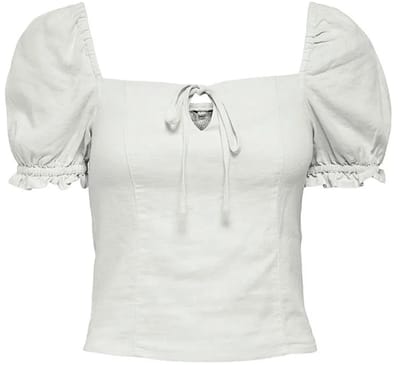 Only Caro Puff Linen Blend Blouse Met Korte Mouwen Wit XS Vrouw