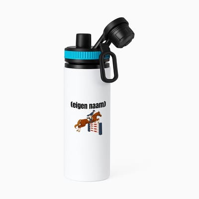 Hacebo® - paardrijden met eigen naam waterfles met draaidop blauw - Paarden - paarden liefhebbers - iemand die houdt van paarden - verjaardag - cadeau - kado - water fles - 850ML