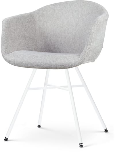 Nolon Noa-Otis Eetkamerstoel Lichtgrijs - met Armleuning - Stof - Witte Poten