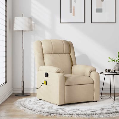 vidaXL - Massagestoel - met - crèmekleurige - stof