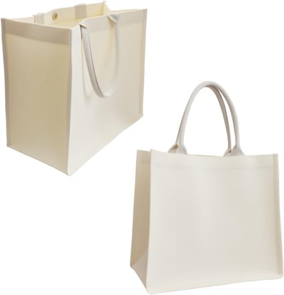 Jute Tas 2 Stuks - Katoenen Tote Tas Beige - Magnetische Sluiting - Ideaal voor Winkelen - SnelShoppen