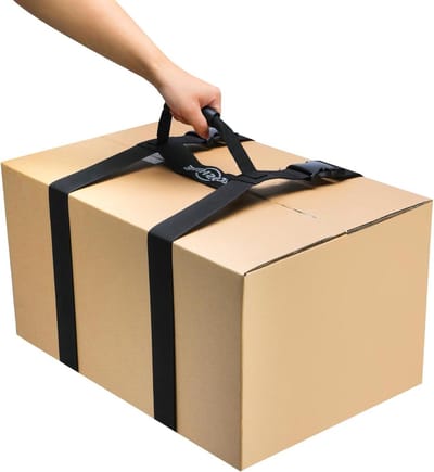 Draagriem met handvat - Verhuisbanden voor dozen - Zware lasten verplaatsen - H-vormige handgrepen - 155 cm - Zwart