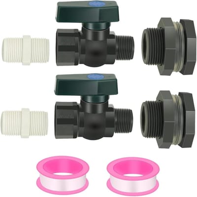 Regenton Kraan Set - Waterafvoer Klep - Regenwater Opvangen - Lekvrije Installatie - 2 Stuks - Meerkleurig