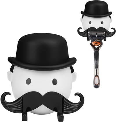 Dailygoods - Scheerapparaathouder - Badkamerhaak - Creatief ontwerp - Wit - Zelfklevend - Geschikt voor scheermesjes - Ideaal voor gladde oppervlakken