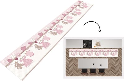 Keukenloper - Loper keuken - Baby kleren - Meisje - Knuffelbeer - Waslijn - Design - 300x50 cm - Keukenloper vinyl