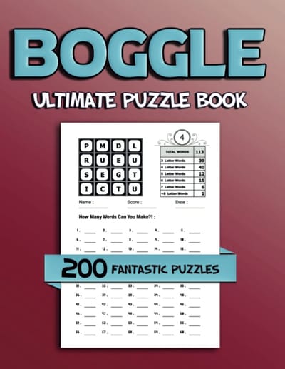 Boggle Puzzelboek met 200 Unieke Puzzels van 3 tot 7 Letters