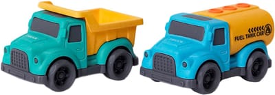 Speelgoedtopdeals - BIOplastic Truckset klein 3 - 10,5 cm - Duurzaam speelgoed - Kiepwagen - Tankwagen