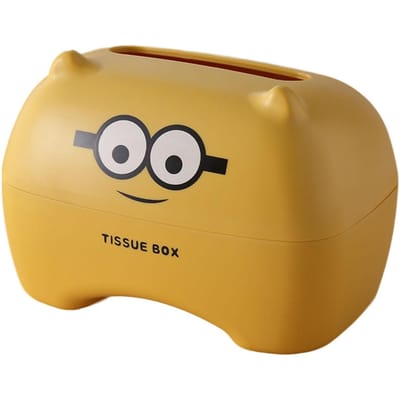 Boîte à mouchoirs dessin animé Créative Portable Boîte à mouchoirs de table Mignon Porte-mouchoirs animal pour la maison Jaune jaune
