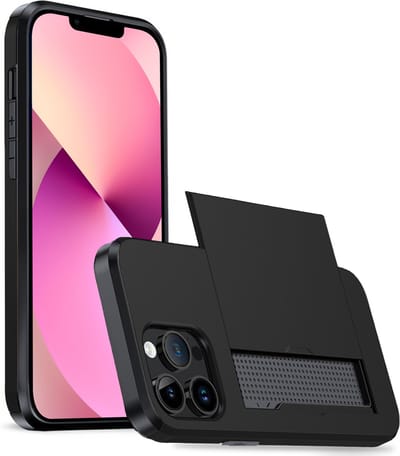 Hoesje Geschikt voor iPhone 14 Pro Hoesje Case Pashouder Hard Cover - Hoes Geschikt voor iPhone 14 Pro Hoesje Met Kaarthouder - Zwart