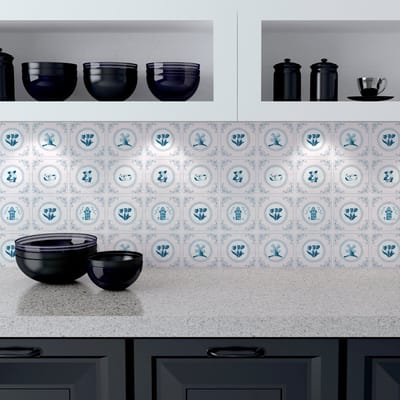 Zelfklevende tegelmuurstickers voor keuken en badkamer - 24 Delft Hilversum tegelstickers - 24 stickers 15x15cm
