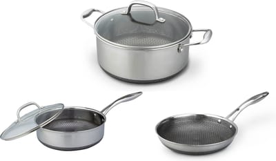Westinghouse Black Signature 3-delige Pannenset – Kookpan Ø 24 cm + Hapjespan Ø 24 cm + Koekenpan Ø 24 cm – Inductie – PFOA-vrij – Inclusief Deksel