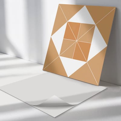 Wallfluent Vinyl Tegels - Geometrie in Tinten Vinyl Tegels Zelfklevend - 30 cm x 30 cm - Beige PVC Tegels - Set van 9 - Vierkant PVC Tegels - Texturen Plaktegels - Zelfklevende Vinyltegels - Plaktegels Keuken en Badkamer