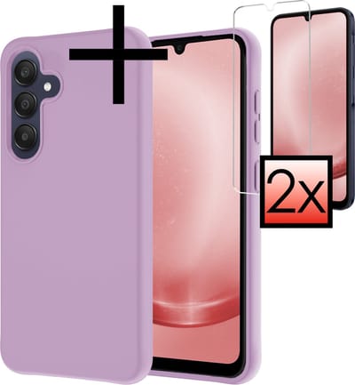 Hoesje - Met 2x Screenprotector - Geschikt voor Samsung Galaxy A25 - Sterk & Shockproof - Back Cover - Siliconen Case - Telefoon Hoes - Lila