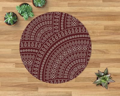 Coloray Vloerbeschermer - Etnische mandala Stoel Mat - 100x100 cm - Bordeaux Vloerbeschermer Harde Vloer - Motif Vloerbeschermer - Mótif Vloerbeschermer - Ronde Mat - Abstracties Thema