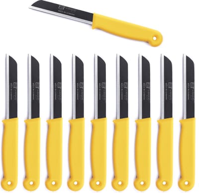 Solingen Schilmesje Duits - Geel - RVS met kartel 18,5 cm. met beschermhoes - 10 stuks
