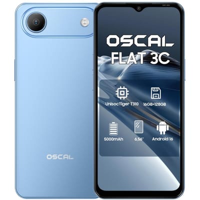 Oscal FLAT 3C 4G AI Smartphone 16GB+128GB 6.56  Android 16 5000mAh Mobiele Telefoon 4G LTE telefoon 4+128 blauw