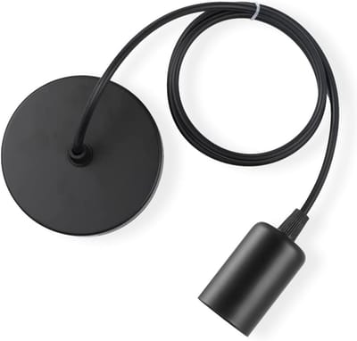 SnelShoppen - E27 Hanglamp Fitting - Zwart Metalen Pendel Lamp - Aluminium Lampadapter met 100cm Kabel - Ideaal voor Woonkamer, Keuken en Sfeervolle V