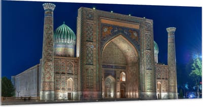 Acrylglas - Sher Dor Madrasah Tempel in Oezbekistan - 200x100 cm Foto op Acrylglas (Wanddecoratie op Acrylaat)
